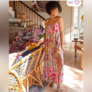 Patti Side Slit Maxi Dress - Vintage Summer Floral. Size medium